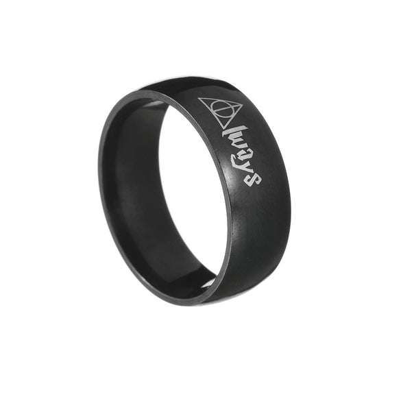 Ring Titanium Steel Geometric Pattern Electroplating