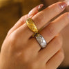 Ring 316L Stainless Steel Geometric Pattern 18K Gold Plated Retro Design For Women