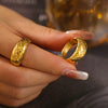 Ring 316L Stainless Steel Geometric Pattern 18K Gold Plated Retro Design For Women
