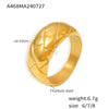 Ring 316L Stainless Steel Geometric Pattern 18K Gold Plated Retro Design For Women