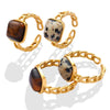 Ring 316L Stainless Steel Geometric Retro Natural Stone Tiger Eye Stone Inlay Electroplating Unisex High Quality Accessories