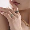 Ring Titanium Steel Geometric Style 5A Zircon Inlaid Electroplating