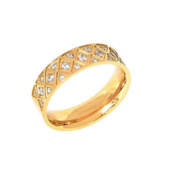 Ring Titanium Steel Geometric Ushape Diamond Carving Jewelry For Men And Women