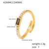 Ring 316L Stainless Steel Glass Geometric Electroplated Women's