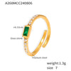 Ring 316L Stainless Steel Glass Geometric Electroplated Women's