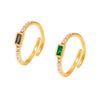 Ring 316L Stainless Steel Glass Geometric Electroplated Women's
