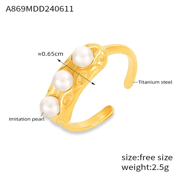 Ring 316L Stainless Steel Gold Plated Geometric Design Fashion Casual