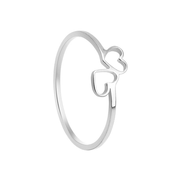 Ring Titanium Steel Heart Cut Out Electroplated Couple Jewelry