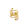 Ring Titanium Steel Natural Freshwater Pearl Geometric Handmade Women's Light Luxury Vintage