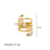 Ring Titanium Steel Natural Freshwater Pearl Geometric Handmade Women's Light Luxury Vintage