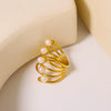 Ring Titanium Steel Natural Freshwater Pearl Geometric Handmade Women's Light Luxury Vintage