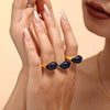 Ring 316L Stainless Steel Pine Resin Drop Shape Pvd Electroplated Light Luxury Elegant Women's