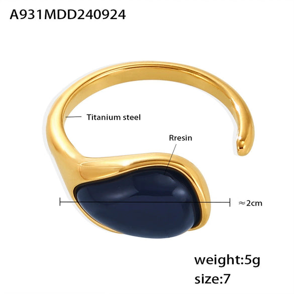 Ring Titanium Steel Resin Dropshaped Geometric Pvd Electroplating