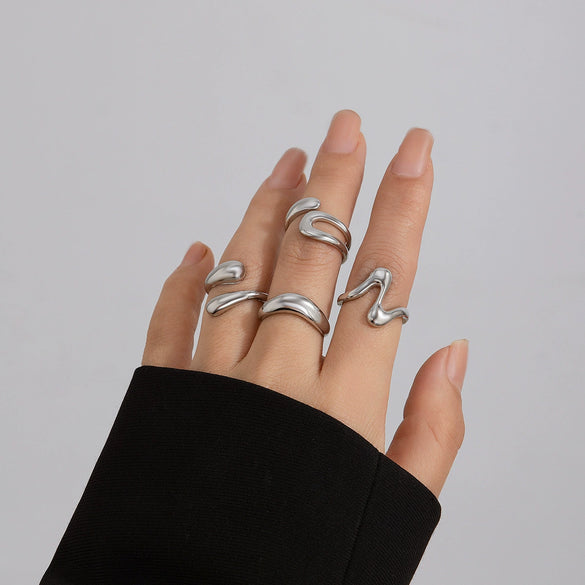 Ring Zinc Alloy Geometric Arc Electroplating For Women