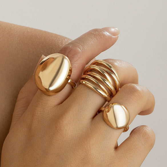 Ring Zinc Alloy Geometric Arc Electroplating For Women
