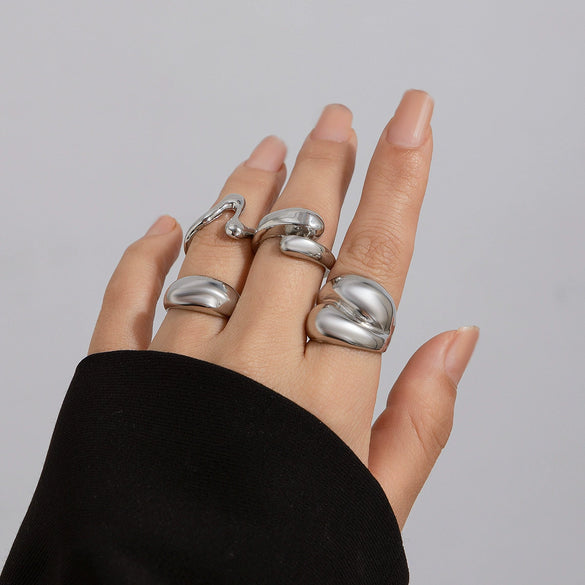 Ring Zinc Alloy Geometric Arc Electroplating For Women