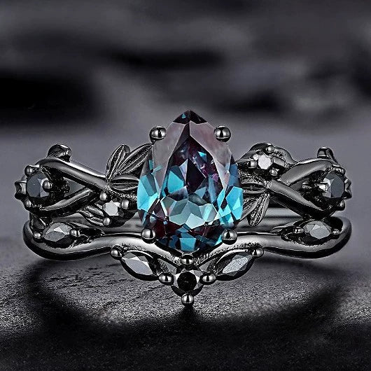 Rings Alloy Geometric Inlaid Sea Blue Diamond Electroplating Women's Fashion Jewelry
