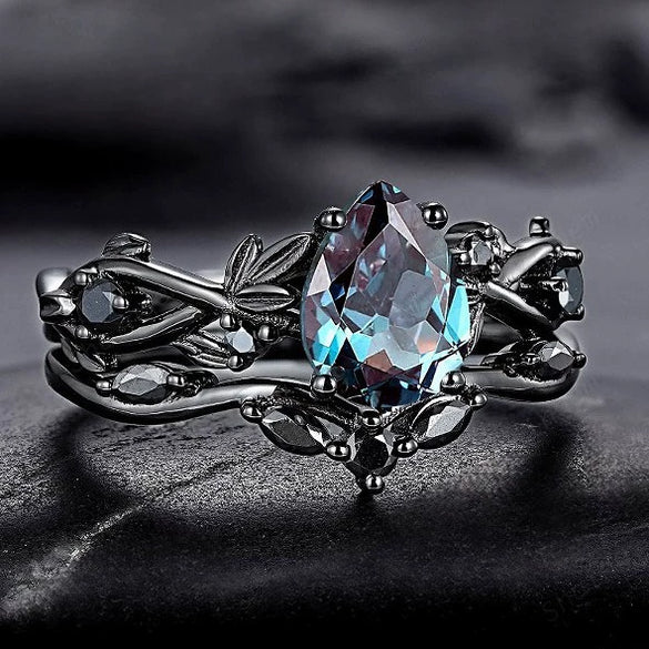 Rings Alloy Geometric Inlaid Sea Blue Diamond Electroplating Women's Fashion Jewelry