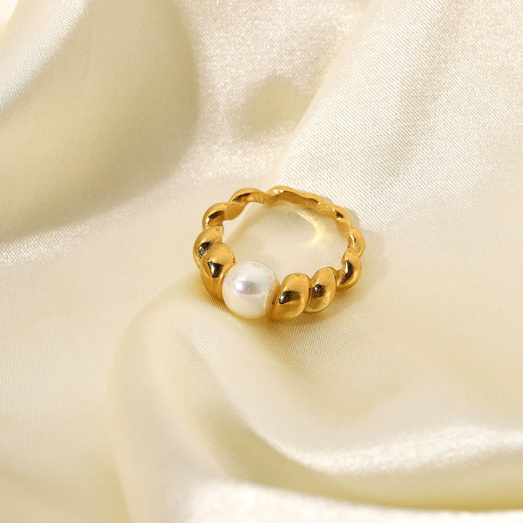 Rings Pearl Geometric Electroplating Women's