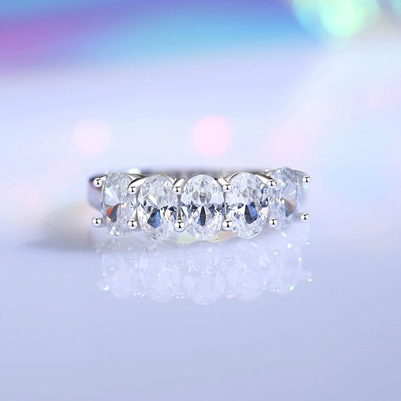 Rings S925 Sterling Silver Eggshaped Geometric Simulation Diamond For Women