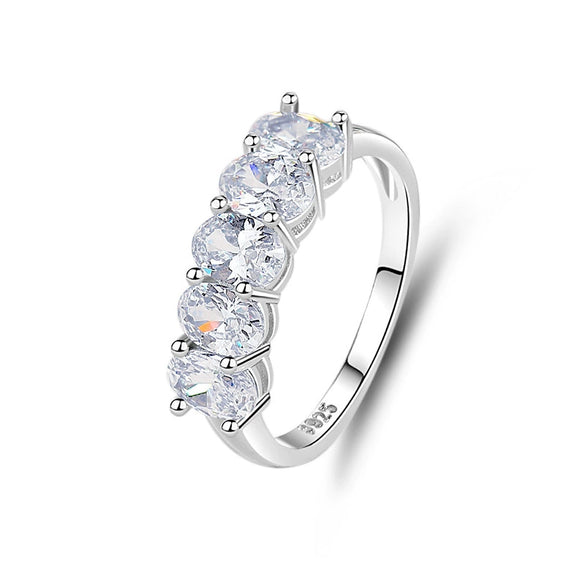 Rings S925 Sterling Silver Eggshaped Geometric Simulation Diamond For Women