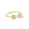 Rings Stainless Steel Imitation Pearl Star Shaped Light Luxury Style Electroplated