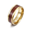 Rings Stainless Steel Inlaid Teak Titanium Steel Geometric Dripping Oil Unisex