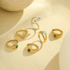 Rings Stainless Steel Natural Stone Geometric Light Luxury Style Electroplating For Women