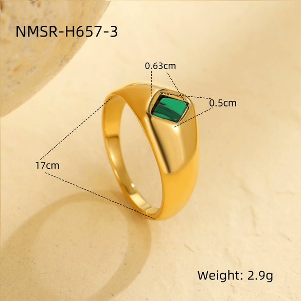 Rings Stainless Steel Natural Stone Geometric Light Luxury Style Electroplating For Women