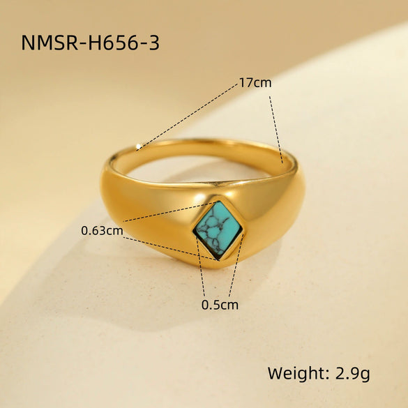 Rings Stainless Steel Natural Stone Geometric Light Luxury Style Electroplating For Women