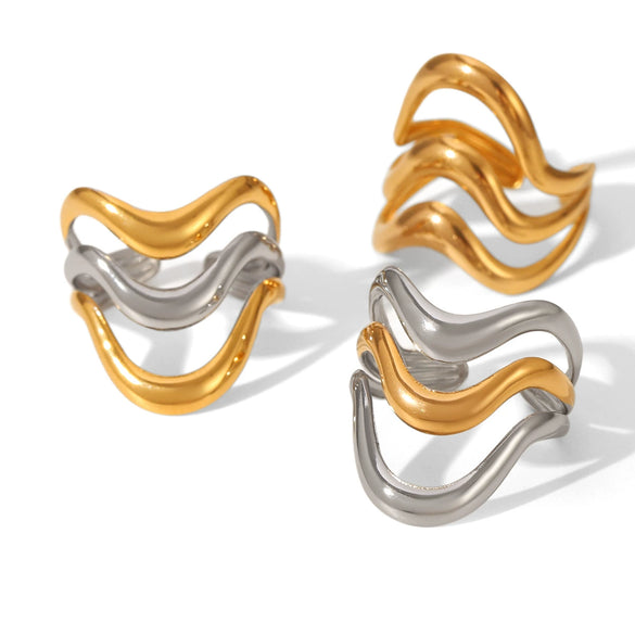 Rings Stainless Steel Titanium Steel Geometric Style Electroplating Niche Design Simple Versatile Hand Accessories
