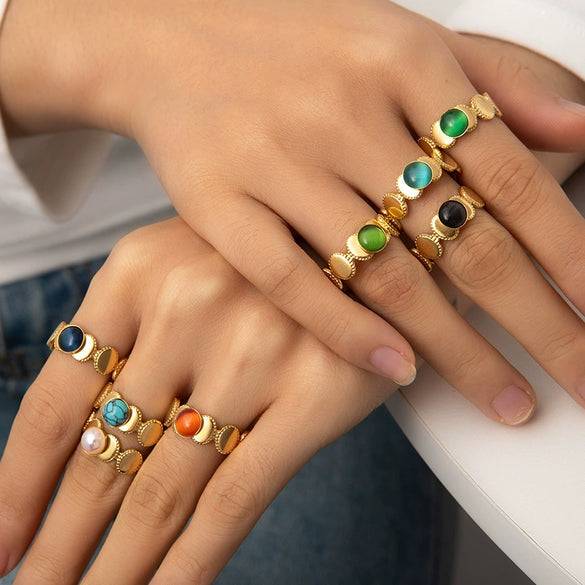 Rings Titanium Steel Geometric U Shape Electroplated