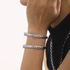 Riveted Stainless Steel Zircon Bracelet With Geometric Style Electroplated 18K Gold Handmade And Polished