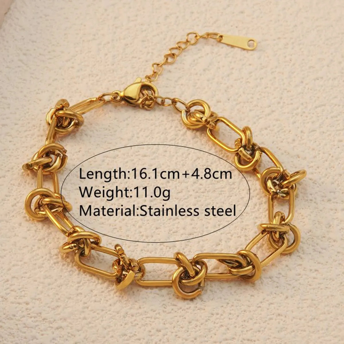 Rock Classic Style Streetwear Solid Color 304 Stainless Steel 18K Gold Plated Bracelets In Bulk