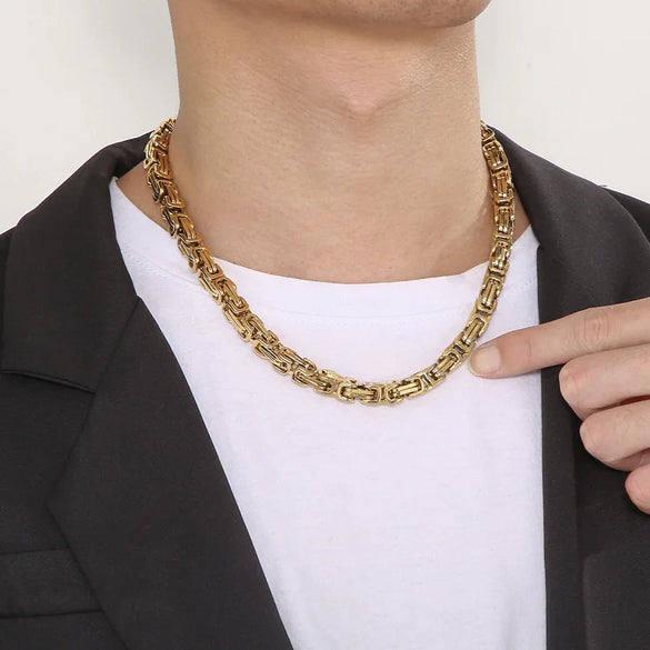 Rock Cool Style Color Block Solid Color Stainless Steel 18K Gold Plated Unisex Necklace