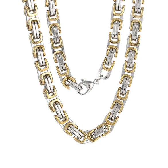 Rock Cool Style Color Block Solid Color Stainless Steel 18K Gold Plated Unisex Necklace