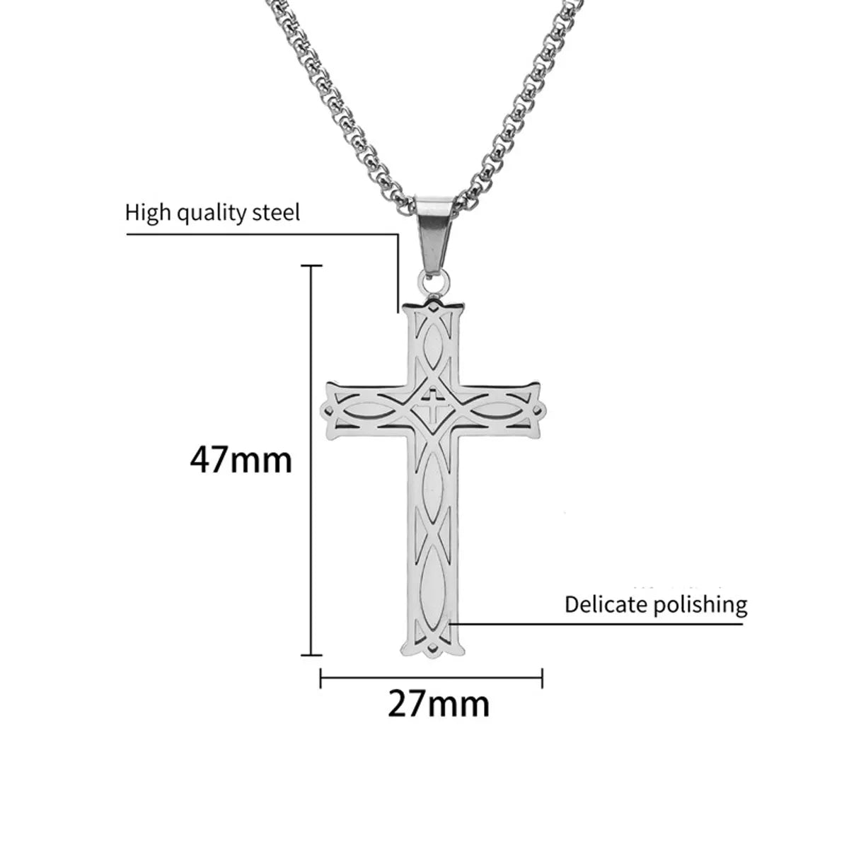 Rock Ethnic Style Simple Style Cross 304 Stainless Steel Polishing 18K Gold Plated Men'S Pendant Necklace