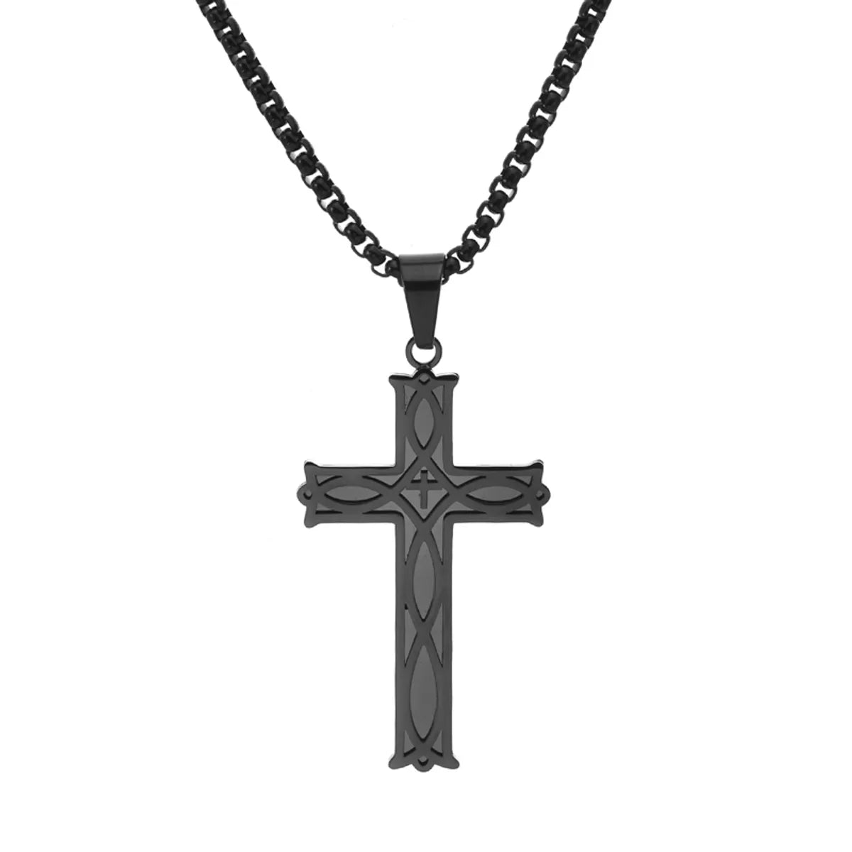 Rock Ethnic Style Simple Style Cross 304 Stainless Steel Polishing 18K Gold Plated Men'S Pendant Necklace