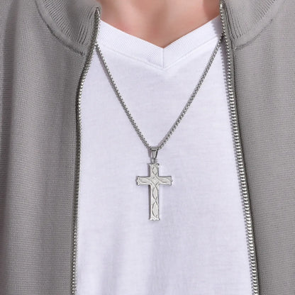 Rock Ethnic Style Simple Style Cross 304 Stainless Steel Polishing 18K Gold Plated Men'S Pendant Necklace