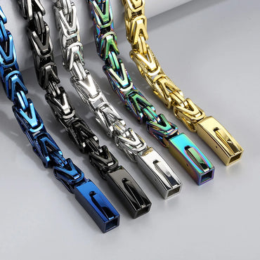 Rock Hip Hop Style Emperor Chain European And American Fashion Cool Street Domineering V-shaped Woven Men's Titanium Steel Necklace