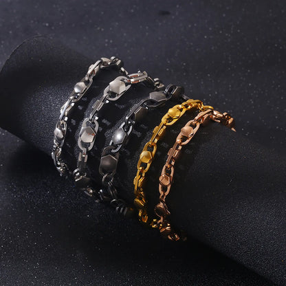 Rock Punk Solid Color Stainless Steel Plating 18k Gold Plated Bracelets Necklace