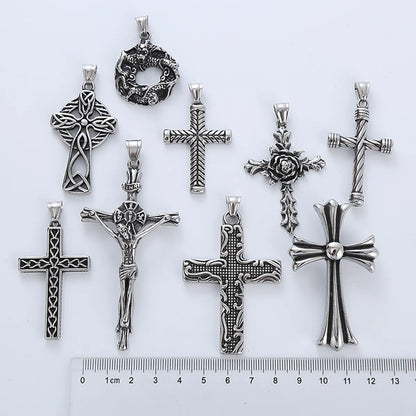 Rock Streetwear Cross Stainless Steel Men'S Pendant Necklace