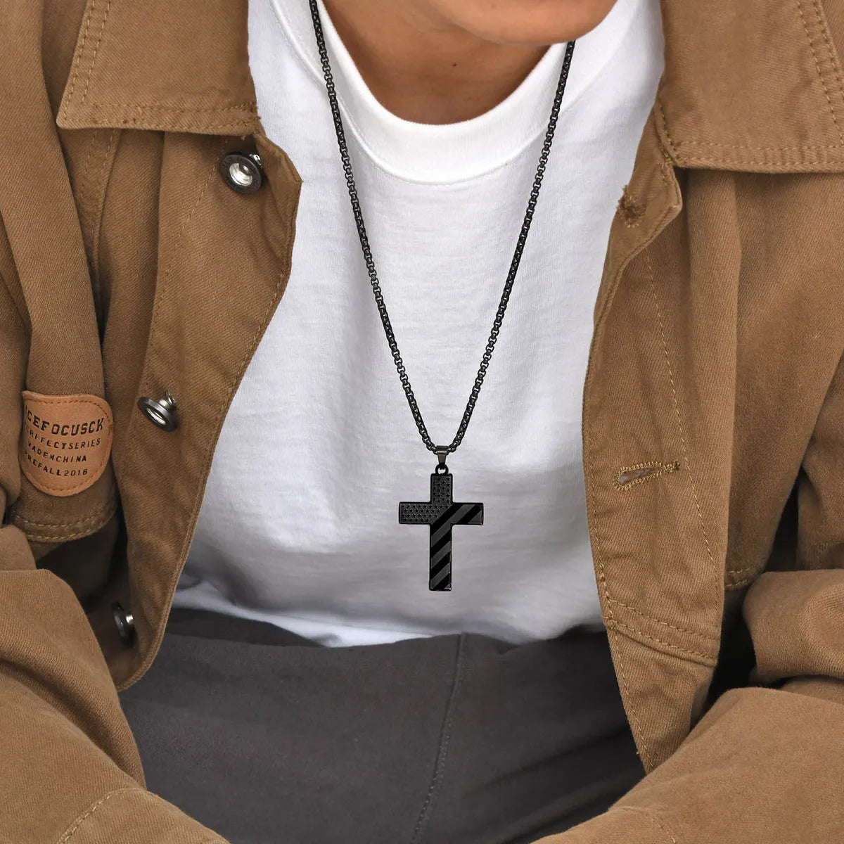 Rock Streetwear Cross Stainless Steel Men'S Pendant Necklace