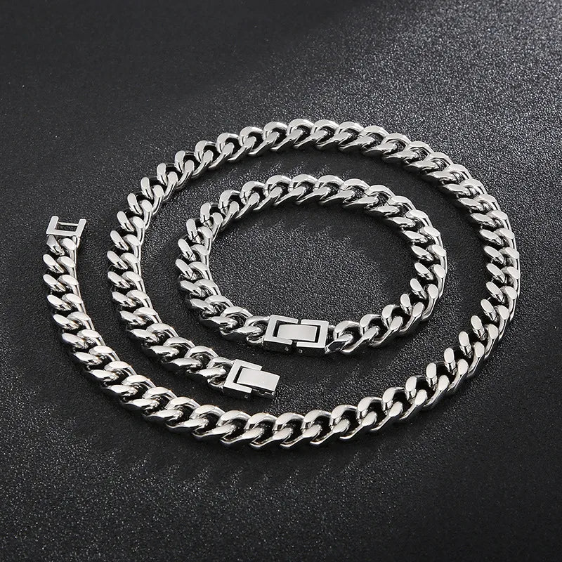 Rock Streetwear Geometric Titanium Steel 18K Gold Plated Men'S Bracelets Necklace