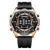 Roller Sports Watch Men's Fashion Waterproof Quartz Watch Alloy Case Silicone Strap Round Dial
