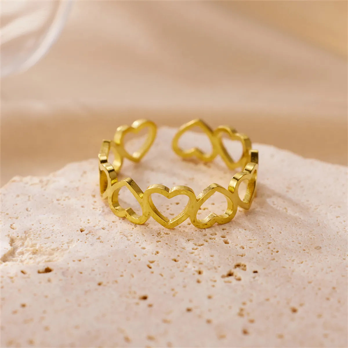 Wholesale Jewelry Roman Style Heart Shape 304 Stainless Steel 18K Gold Plated Plating Open Rings