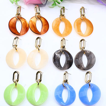 Roman Style Solid Color Arylic Polishing Women's Drop Earrings