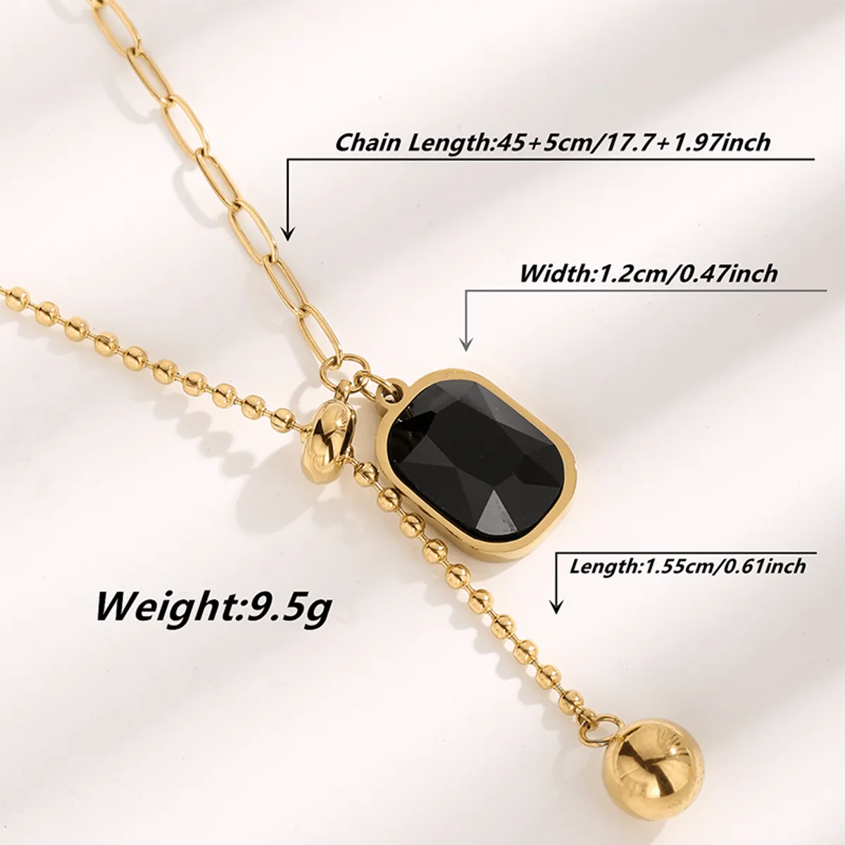 Roman Style Solid Color Resin Titanium Steel Plating Inlay Zircon Gold Plated Pendant Necklace