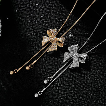 Romantic Bow Knot Alloy Plating Rhinestones Women's Pendant Necklace 1 Piece