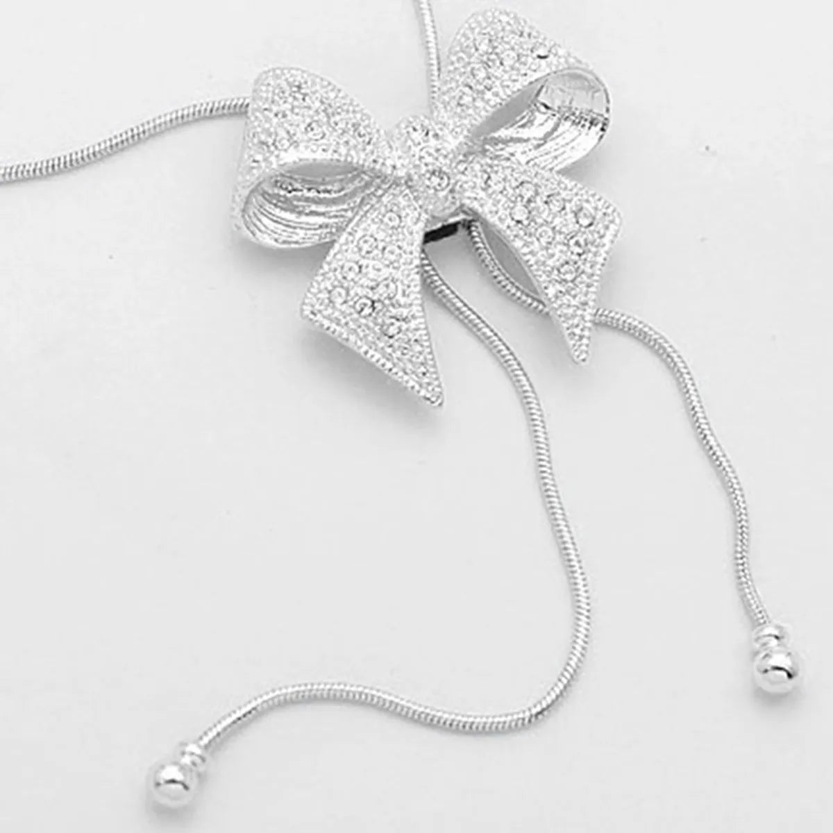 Romantic Bow Knot Alloy Plating Rhinestones Women's Pendant Necklace 1 Piece